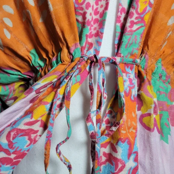 Anthropologie × Conditions Apply Floral Print Cinch Tie Waist Kimono Duster Top - Picture 13 of 16